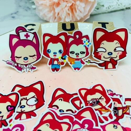 35pcs Red little fox Kids Fun Paper Stickers Homemade Bookkeeping Decals on Laptop / Decorative scrapbooking / DIY