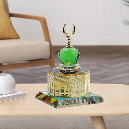 3D Muslim Model Crystal Architecture Miniature Tower Islamic Building Figurines Sculpture Gift for Home Office Living Room Car