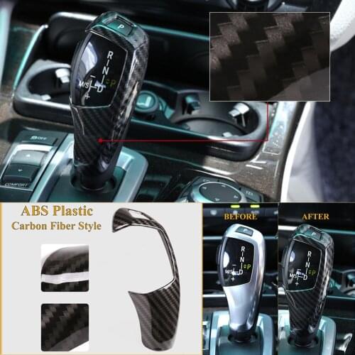 ABS Carbon Fiber Car Interior Gear Shift Knob Cover Sticker Decoration Fit For BMW E60 E70 X5 X6 Gear Shift Head Cover Trim