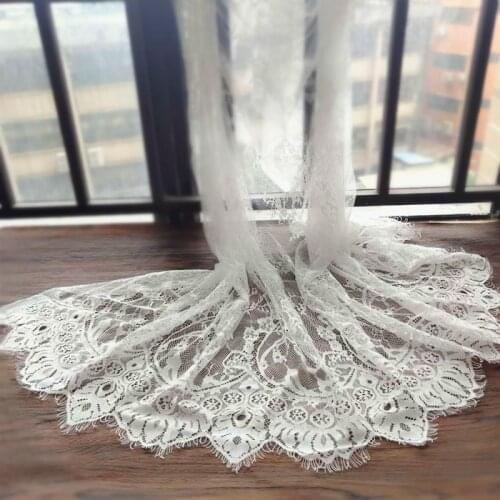 White soft widened embroidery hollowed out eyelashes lace skirt hem accessories fabric 110CM Width