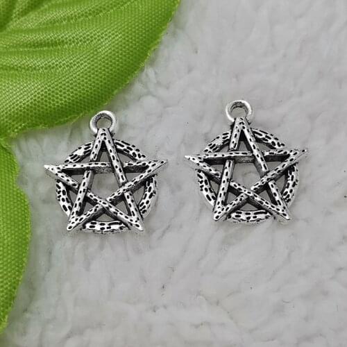 Free Ship 208 pcs Antique silver star charms pendant 19x17mm