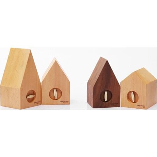 Black walnut Wooden music box Roof Creative hand Crank Mechanical Clockwork Spin decoration Crafts gift For Girls