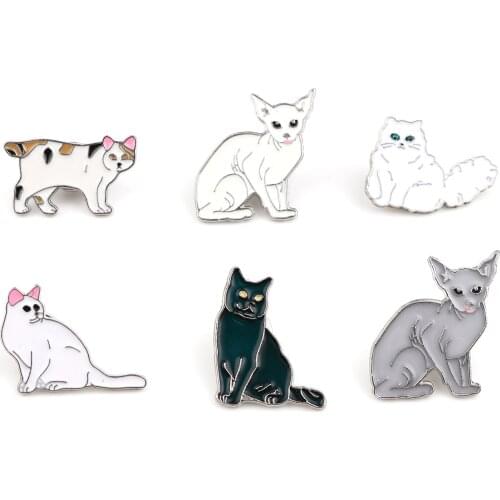 DoreenBeads Cute Cartoon Cat Animal Brooches Colorful Enamel Pins Badges For Women Girls Clothes Bag Metal Brooch Jewelry Gifts
