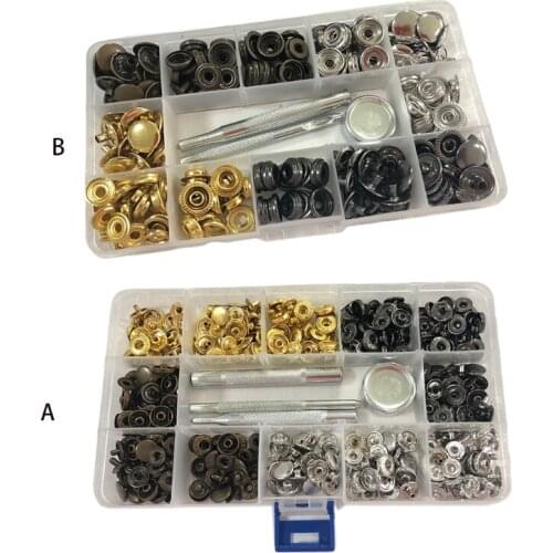 60/100 Sets Leather Snap Buttons Fasterners Kit with 4 Setting Repair Tools Metal Press Studs for Clothes Jacket Jeans