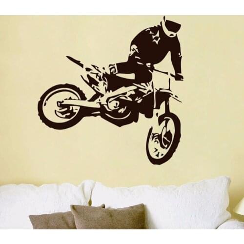 Motocross Wall Stickers Jumps Motorcycle Home Decor Removable Vinyl Adhesive Living Room Decoration Children Kid Boys Room Decal