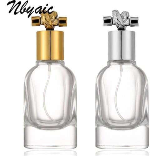 Nbyaic 1Pcs 50ml high-grade glass perfume bottle toning moisturizing bottle rope cap transparent thick bottom spray bottle