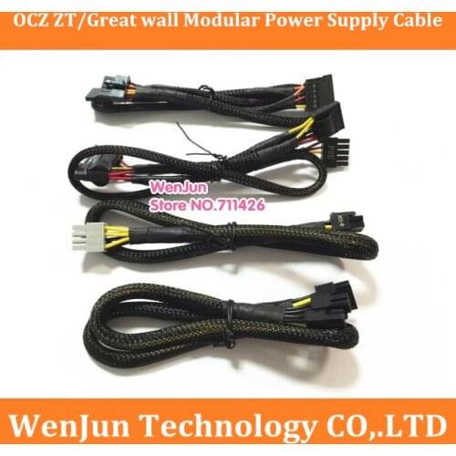 New Sleeved CPU 8(4+4)pin /SATA/ IDE Connector/ PCI-E 8pin(6+2) Modular Power Cable for OCZ ZT/Greatwall Modular PSU