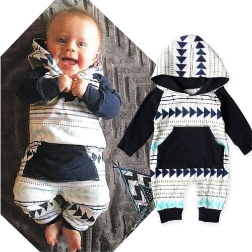 Baby Boy Clothes Spring and Autumn Cotton Clothes Hooded Long-sleeved Leotard Striped Jumpsuit Romper Climbing Clothes