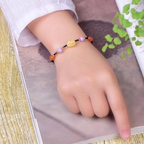 Wholesale Black Stone Bracelets Yellow Shape Bead Crystal Purple Round Beads Hand String Lucky for Women Girl Crystal Jewelry