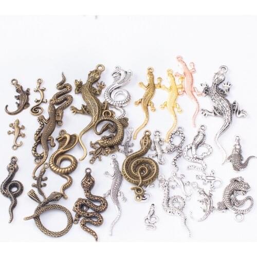 100g/Lot Mixed Animal Pendants Silver Color Random Alloy Gecko Charms For DIY Bracelet Necklace Jewelry Making