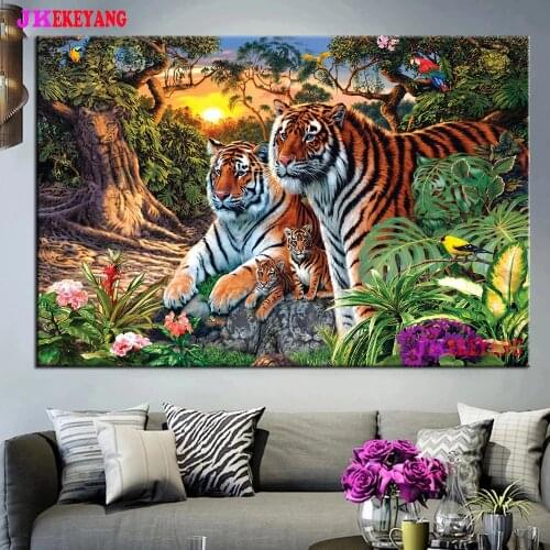 Full Square Round Diamond Embroidery DIY Diamond Painting tiger Cross Stitch kit mosaic Y4512
