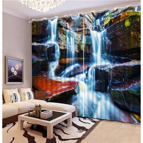 Custom any size photo custom 3d curtains Rock water landscape Beautiful Photo decorations for home