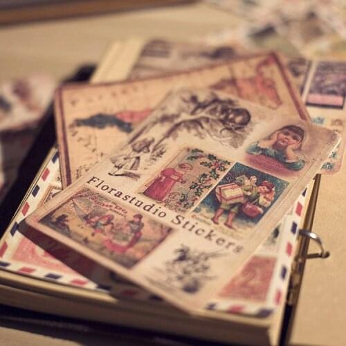 Sharkbang 10pcs/Pack Vintage Journal Paper Stickers Stamp&Map Old Style LOMO Poster DIY Sticker School Stationery Supplies Set