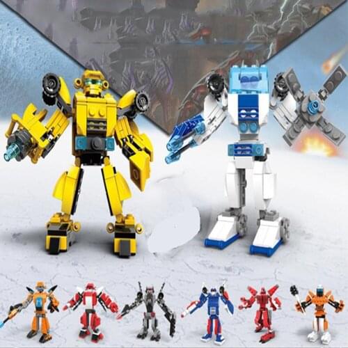 Stitched building blocks boys assemble small particles with transformer robot King Kong childrens toys assembled manually