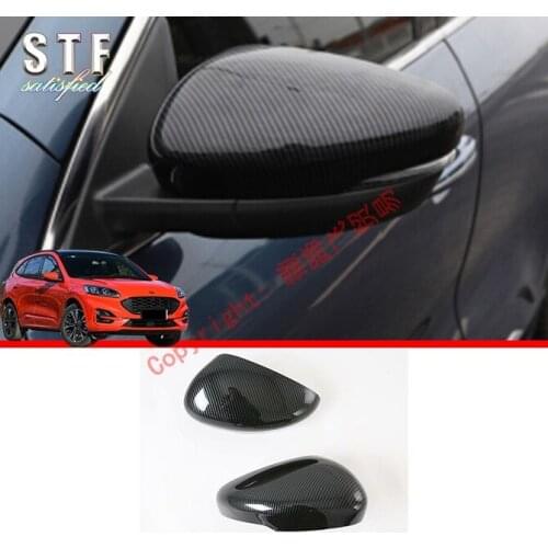 Carbon Fiber Style Car Accessories Side Mirror Cover Trim Rear View Cap Overlay Molding Garnish For Ford Kuga Escape 2020 2021