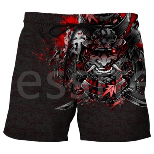 Tessffel NewFashion Japanese Samurai Skull Art Tattoo 3DPrint Men/Women Summer Shorts Casual Harajuku Unisex Funny Beach Pant A1