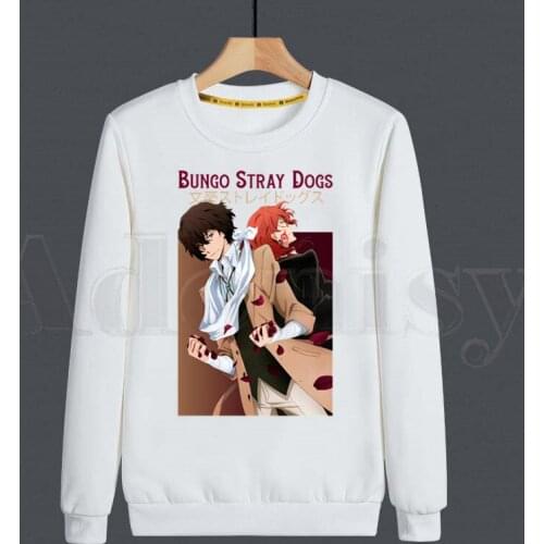 Chuuya Nakahara Bungou Stray Dogs Cartoon Anime Hoodies Sweatshirt Print Trend Mens Clothes Hip-Hop Male Crewneck Hoodies Men