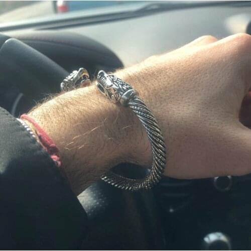 Vintage Silver Color Teen Wolf Bangles Indian Jewelry Viking Bracelet Men Wristband Cuff Bracelets For Women Fashion Accessories