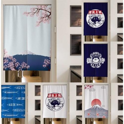 Japanese Style Cotton Linen Kitchen Door Curtain Decoration Cloth Half Curtain Partition Curtain Blackout Curtain