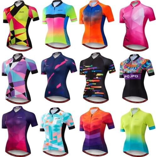 Women Cycling Jerseys Bicycle Shirts Racing Jackets Short Sleeve Breathable Quick Dry Mountain Bicycle Clothes