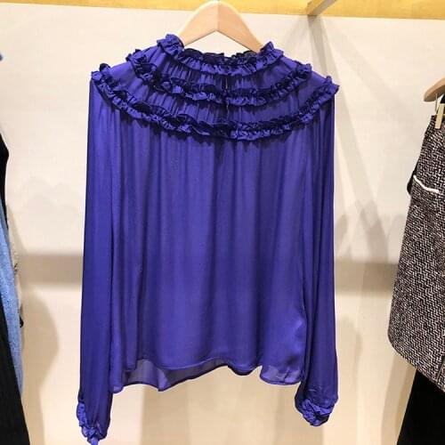 Patads French womens autumn and winter pleated collar top