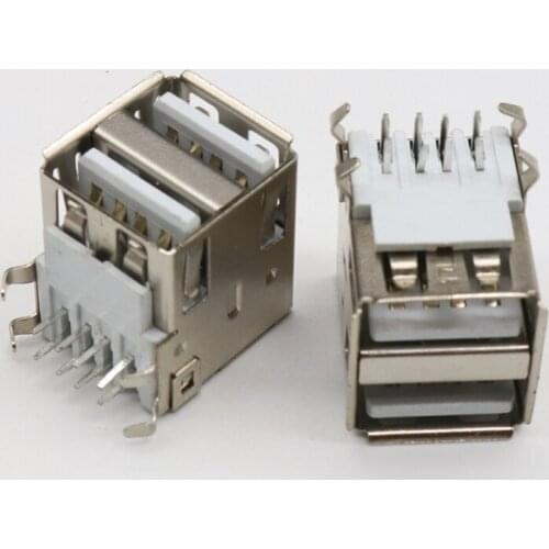 10pcs/lot USB A Type Female Socket Connector White 2to1 Set G44 for Data Connection Interface Charging Free Shipping