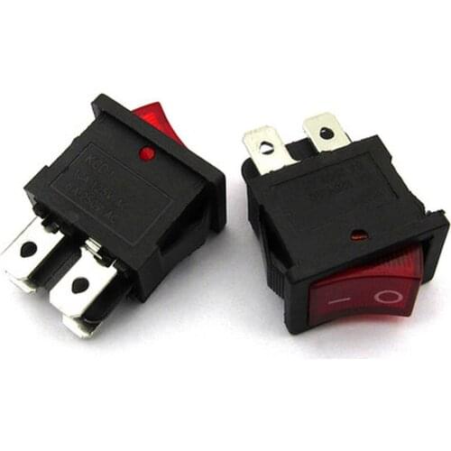 10PCS Ship Type Switch Red Light 15*21mm 4PIN ON OFF Boat Rocker Switch For LCD TV Power Switch 4 Contact Points