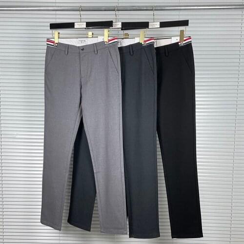 2021 Fashion TB THOM Brand Pants Men Slim Casual Suit Pants Mens Business Gray Black Autumn Winter Formal Trousers
