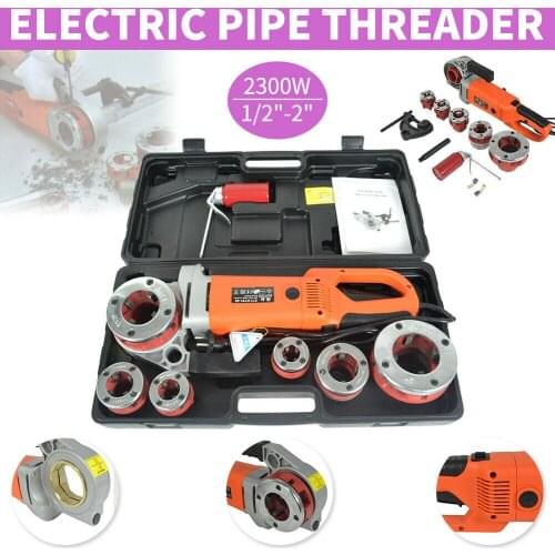 220V Portable Handheld Electric Pipe Threader W/ 6 Dies Threading Machine