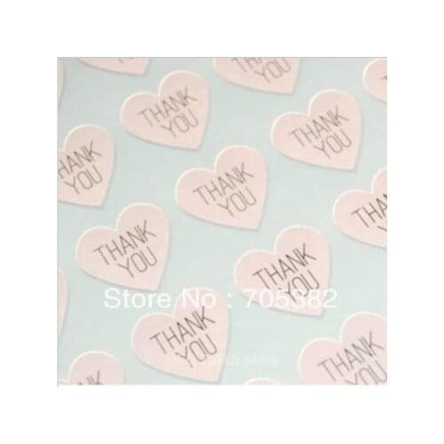 300 pcs/lot THANK YOU heart design Sticker Labels Seals.3.8cm,Gift stickers for Wedding(SS-7132)
