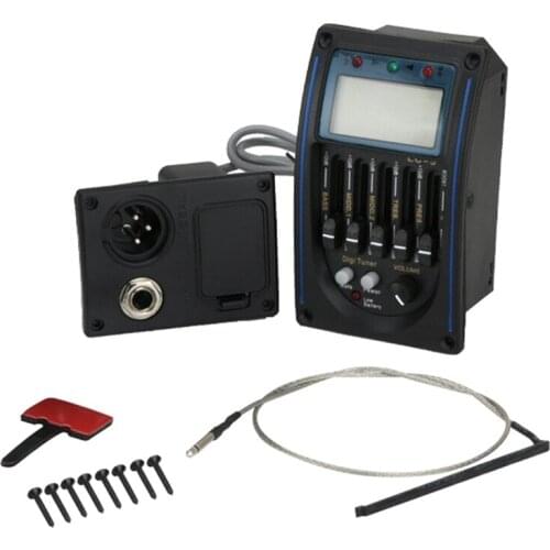 5-Band Prener LC5 Acoustic Guitar Pickup Preamp EQ LCD Tuner Piezo Equalizer