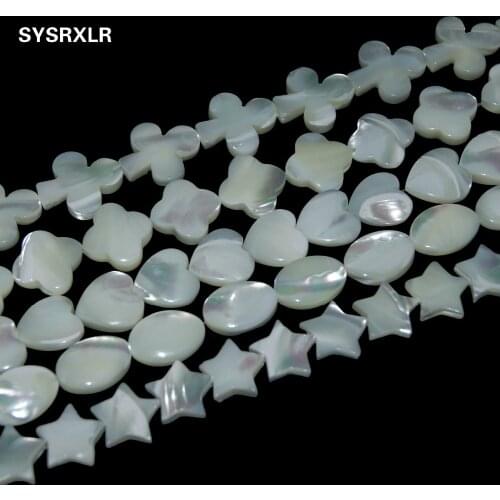 7 shapes White Natural Pearl Shell Stone Loose Spacer Beads For Jewelry Making DIY Bracelet Necklace Strand 15