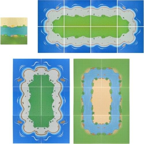 River Sandy Baseplate 32*32 Dots City Street Colorful Beach Island Base Plate Seaside Building Blocks Bricks Plates