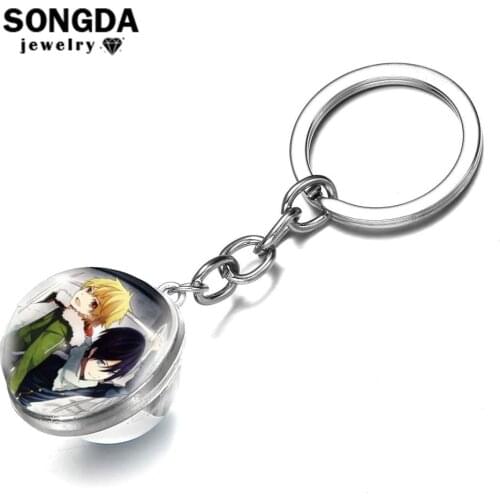 SONGDA Anime Noragami Aragoto Keychain Yukine Yato Hiyori Cartoon Art Patterns Double Side Crystal Glass Ball Key Chain Chaveiro