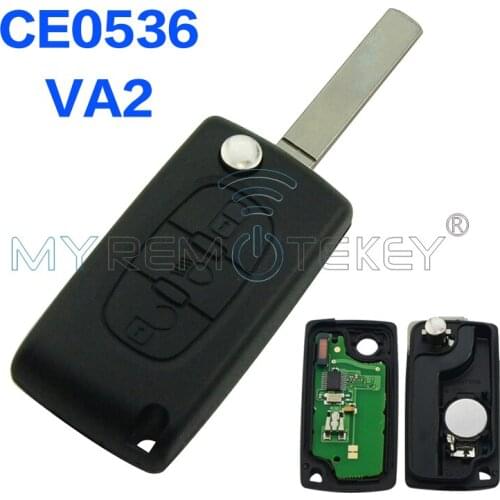 CE0536 Flip remote car key 3 button with light button PCF7961 VA2 key blade 434mhz for Citroen Peugeot remtekey