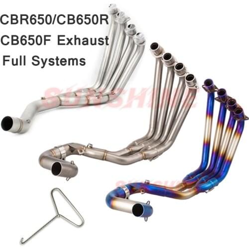 Full Systems Motorcycle Exhaust Muffler Slip on Front Pipe Modified Half Blue Motorcross For HONDA CBR650 CB650R CB650F CBR650R