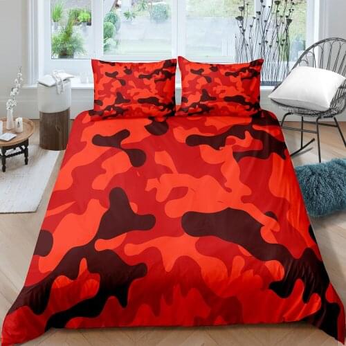 3D Print Duvet Cover Sets Dropshipping 2/3pcs (Single1Pillowcase) Cool Boy Girl Kid Camouflage With Pillowcase RED Green NO21