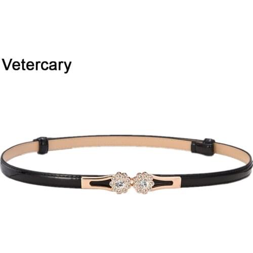 Summer new arrive lady crystal flowers buckle thin Belts for women dresses Modeling belt female strap cinture adjust PU leather