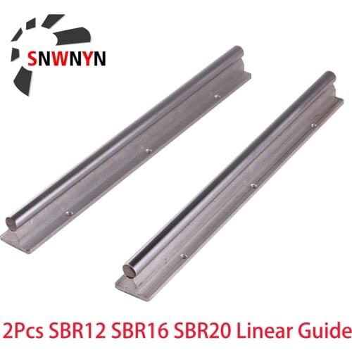 SBR12 SBR16 SBR20 Linear Guide Rail 2PCS 12mm 16mm 20mm Length 300 500 1000mm Fully Supported Linear Rail Shaft Rod For CNC Part