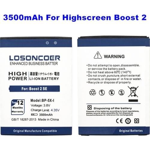 LOSONCOER 3500mAh c BP-5X-i Battery For Highscreen Boost 2 II SE innos D10C D10F D10 D10CF Lithium-ion+Fast delivery