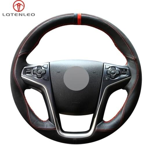 LQTENLEO Black Genuine Leather Suede DIY Hand-stitched Car Steering Wheel Cover For Buick Lacrosse 2012 2013 2014 2015