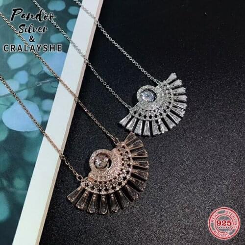 Trend Necklace S925 Sterling Silver Jewelry 1:1 Copy, SPARKLING DANCE Fan-shape Clavicle Chain Elegant Gift For Female With Logo