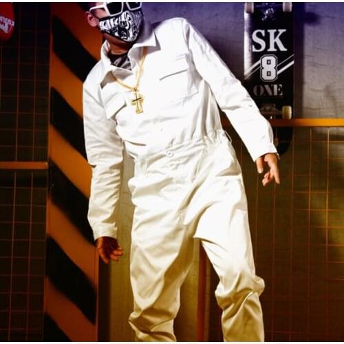 White Siamese Overalls shirt men long sleeve shirt teenage punk slim sexy shirt mens personality stage singer dance