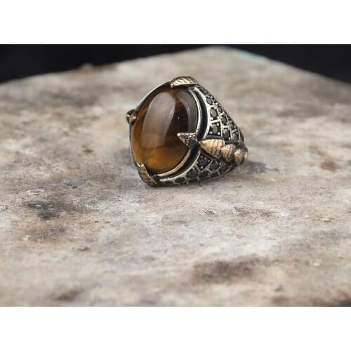 Tiger Eye GemStone Men Silver Ring, Handmade Tigers Eye Silver Ring For Men, Vintage Silver Ring, Gift for Him