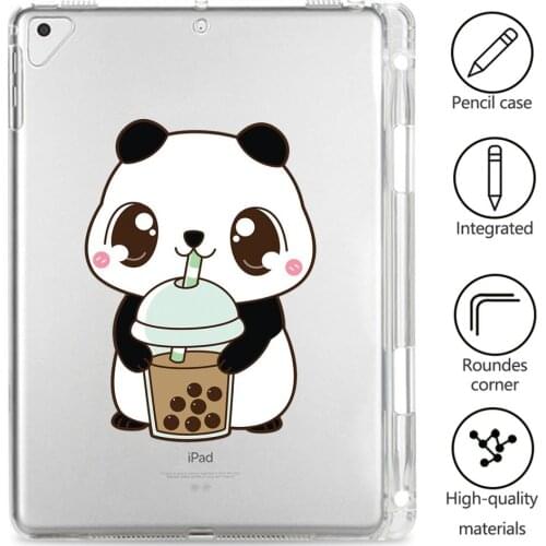Cute Panda For Mini 5 Case Tablet With Pen Slot Clear Soft Covers Funda iPad 7th Generation Case Pro 11 2020 Coque Air 1 2 Cases