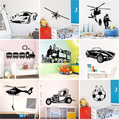 Football Car Airplane Wall Art Decal Sticker Mural Boys Game Room Nursery Kids Room Wall Decoration Mural Vinyl Stickers