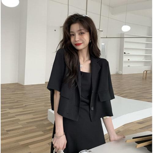 2021 New Thin Summer Short Small Suit + Suspender Dress Fashion Suit Women Office Ladies Two Pieces