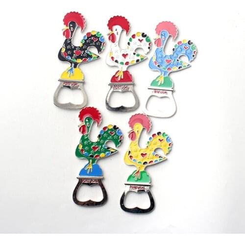 New Fashion metal Fridge Magnet Bottle opener PORTUGAL LISBON rooster Souvenir Magnetic Sticke cute giftCraft Home Decor