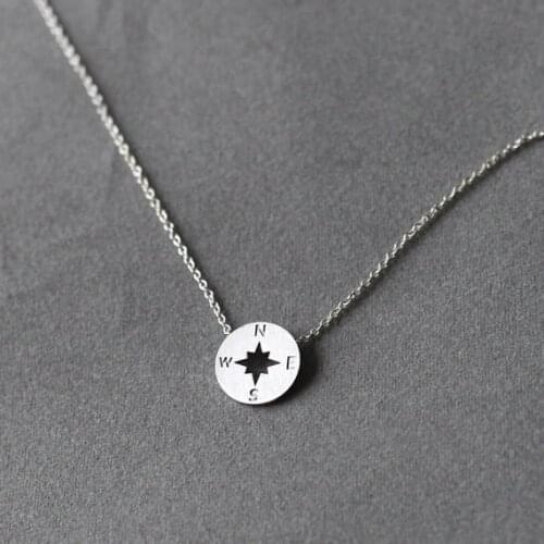 10 New Small Compass geometry Pendant Charm necklace lucky navigation South Direction Necklace Disc Circle Disk Necklace jewelry