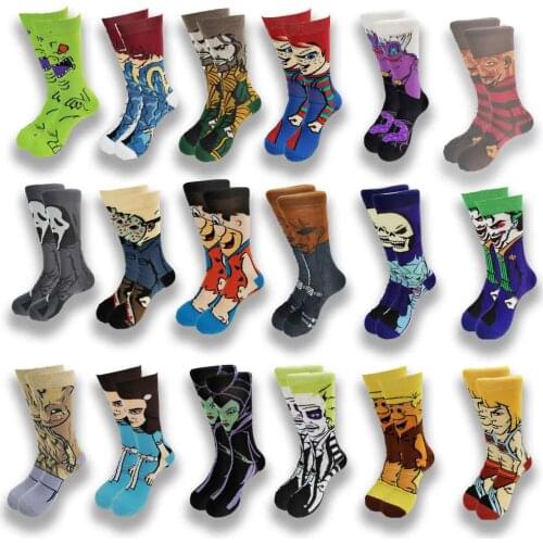 A Pair of Anime Cartoon Street Style Hip-Hop Personality Novelty Khmer Quality Warm Mens and Womens Socks in the Tube Socks